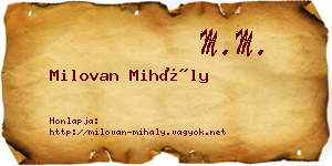 Milovan Mihály névjegykártya